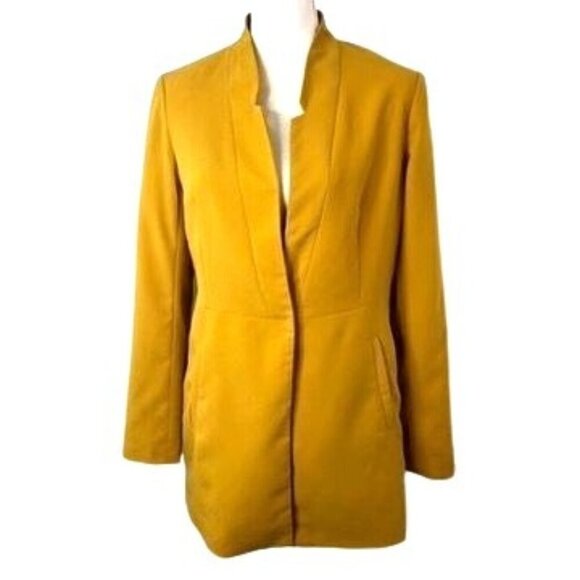 Rachel Zoe Womens Mustard Yellow Blazer Jacket Size M One Snap Front Office Core - Picture 1 of 15